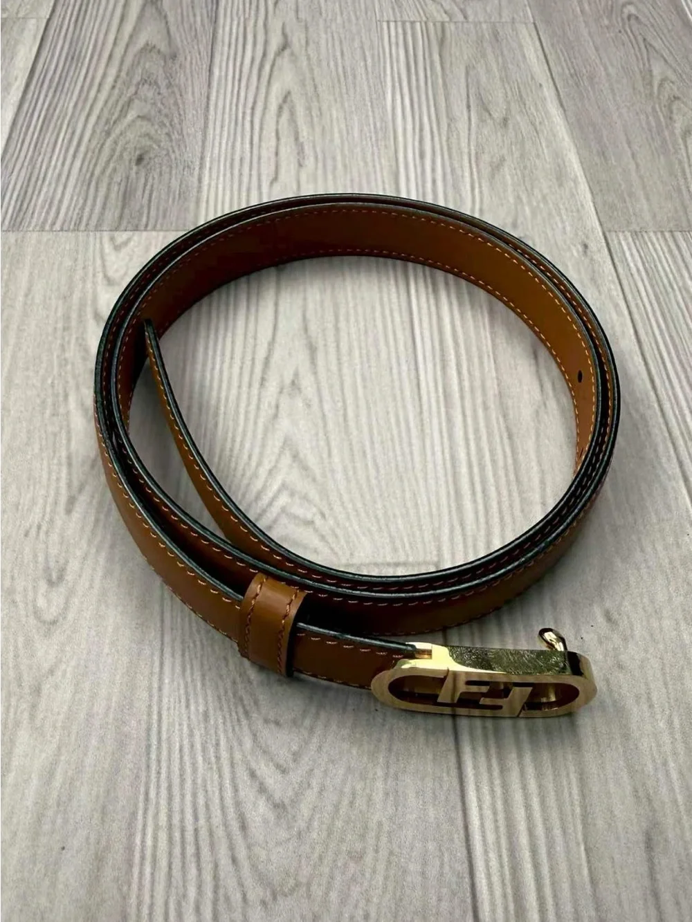 Fendi Brown Leather Crossbody Strap with Gold Hardware